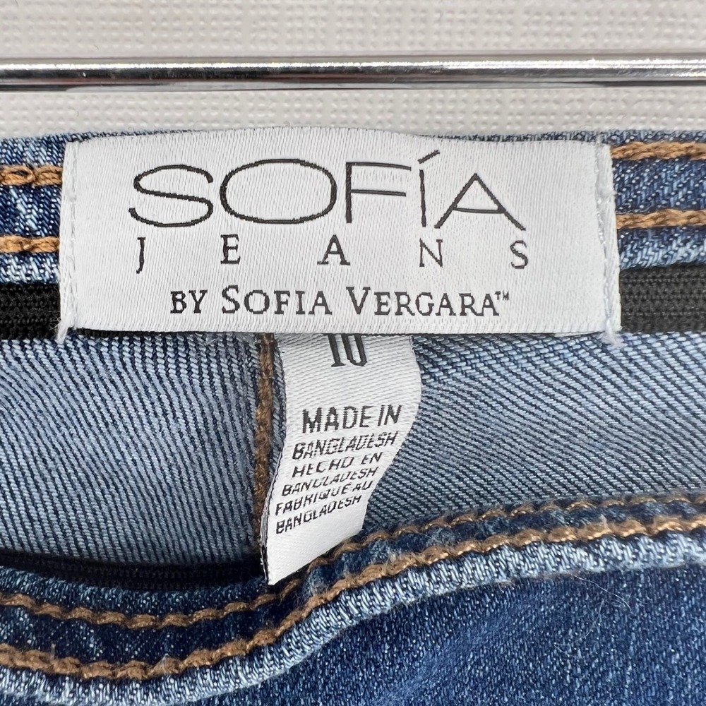 Sofia Jeans by Sofia Vergara Melisa Flare Pull On Stretch Jeans Blue Womens 10 - Picture 3 of 8